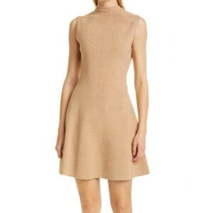[NWT] Club Monaco Kaytee Funnel Neck Fit & Flare Sweater Dress (Camel, XS)